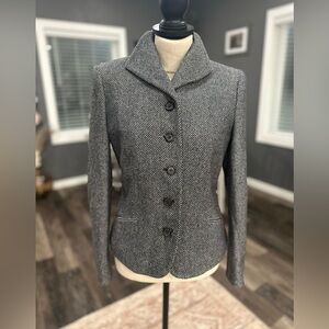 Vintage Lauren Ralph Lauren Equestrian Herringbone Wool Blazer Tweed Women 10P